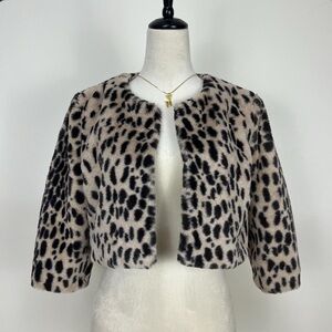 Betsey Johnson Leopard Print Faux Fur Cropped Jacket
